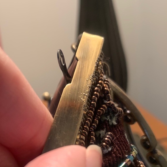 VINTAGE Floral Beaded Bronze Small Purse - Picture 7 of 8